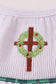 White wreath smocked dress