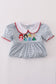 Blue princess embroidery stripe pants set