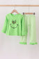 Green grinch embroidery ruffle pajamas set