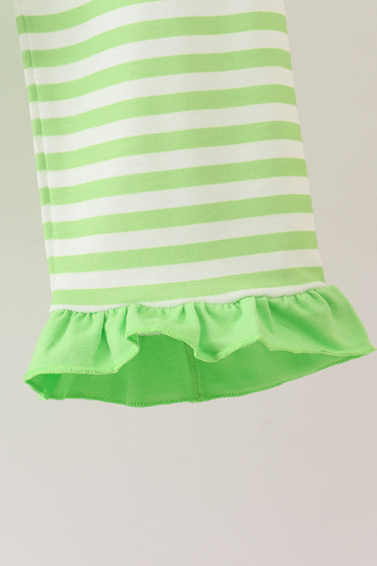 Green grinch embroidery ruffle pajamas set