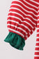 Red stripe santa milk biscuit french knot ruffle romper