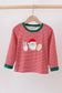Red stripe santa milk biscuit french knot top