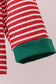 Red stripe santa milk biscuit french knot top