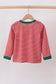 Red stripe santa milk biscuit french knot top