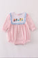 Pink princess castle embroidery gingham bubble