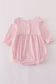 Pink princess castle embroidery gingham bubble