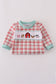 Red plaid farm embroidery romper