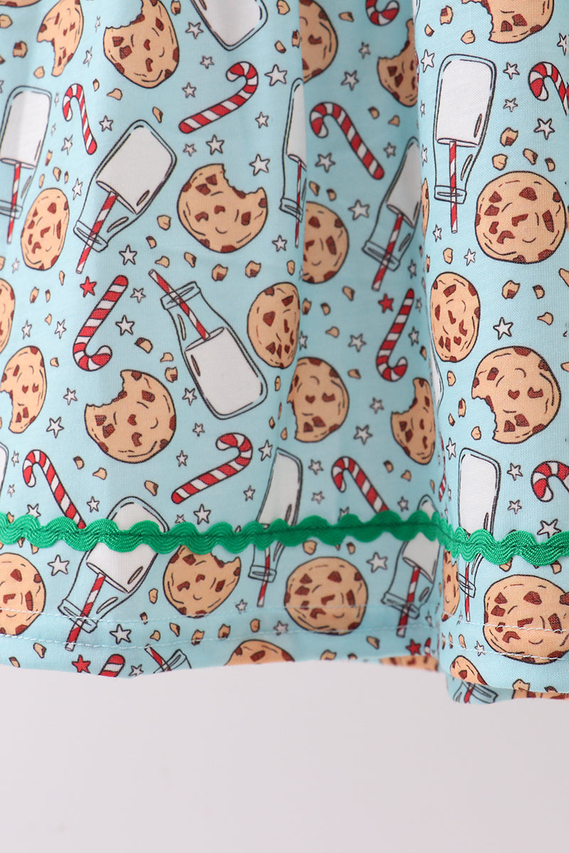 Santa claus cookie french knot ruffle dress