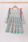 Santa claus cookie french knot ruffle dress