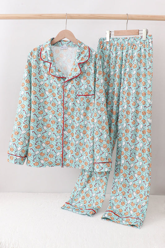 Santa claus cookie print adult pajams set