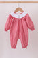 Red woven christmas tree reindeer smocked romper