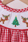 Red woven christmas tree reindeer smocked romper