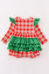 Red christmas tree gingham girl bubble