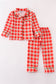 Red christmas tree gingham boy pajamas set