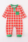 Red christmas tree gingham boy romper