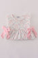 Pink floral bow print ruffle pants set