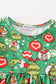 Green grinch print girl ruffle dress