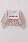 Orange turkey embroidery plaid ruffle pants set