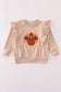 Beige turkey french knot ruffle top