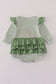 Green turkey french knot stripe ruffle bubble