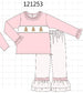 Pink gingerbread embroidery girl pants set