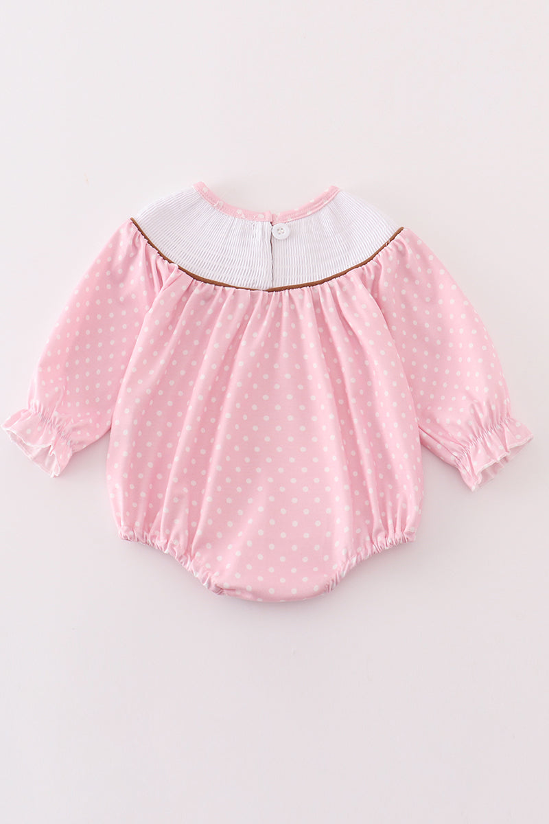 Pink dot smocked western embroidery girl bubble