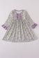 Purple floral print ruffle dress