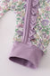 Purple floral print ruffle romper