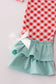 Red farm smocked ruffle romper