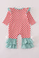 Red farm smocked ruffle romper