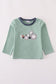 Blue excavator applique top