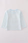 Blue crane applique stripe top