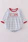 Blue farm embroidery plaid bubble