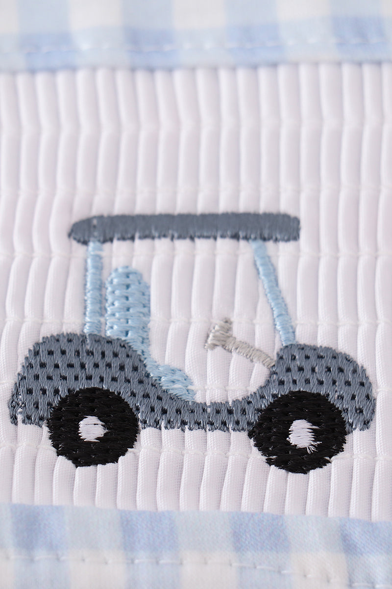 Blue golf embroidery smocked boy jonjon