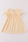 Beige easter cross french knot girl dress