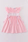 Pink easter cross embroidery smocked girl dress