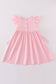 Pink easter cross embroidery smocked girl dress