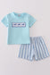 Blue whale embroidery boy set