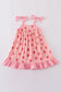 Pink strawberry print muslin girl dress