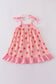 Pink strawberry print muslin girl dress