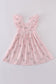 Pink floral print muslin girl ruffle dress