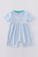 Blue stripe helicopter embroidery smocked boy romper