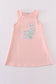 Pink floral bunny applique girl dress