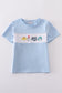 Blue Dr. Seuss embroidery smocked top