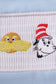 Blue Dr. Seuss embroidery smocked top