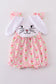 Pink floral bunny applique bubble