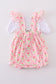 Pink floral bunny applique bubble