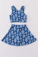 Blue conch print tennis skort set