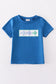 Blue airplane embroidery top