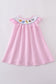 Pink seersucker animal embroidery dress